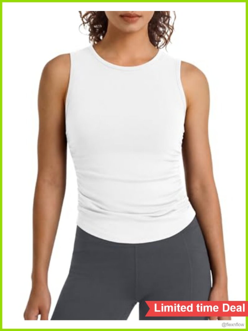 G4Free BareFeel Ruched Sleeveless High Neck Yoga Workout Tank Top